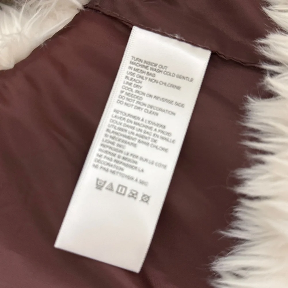 Urban Outfitters Brown Vest with Floral Embroidery and Cream Faux Fur - Picture 4 of 6